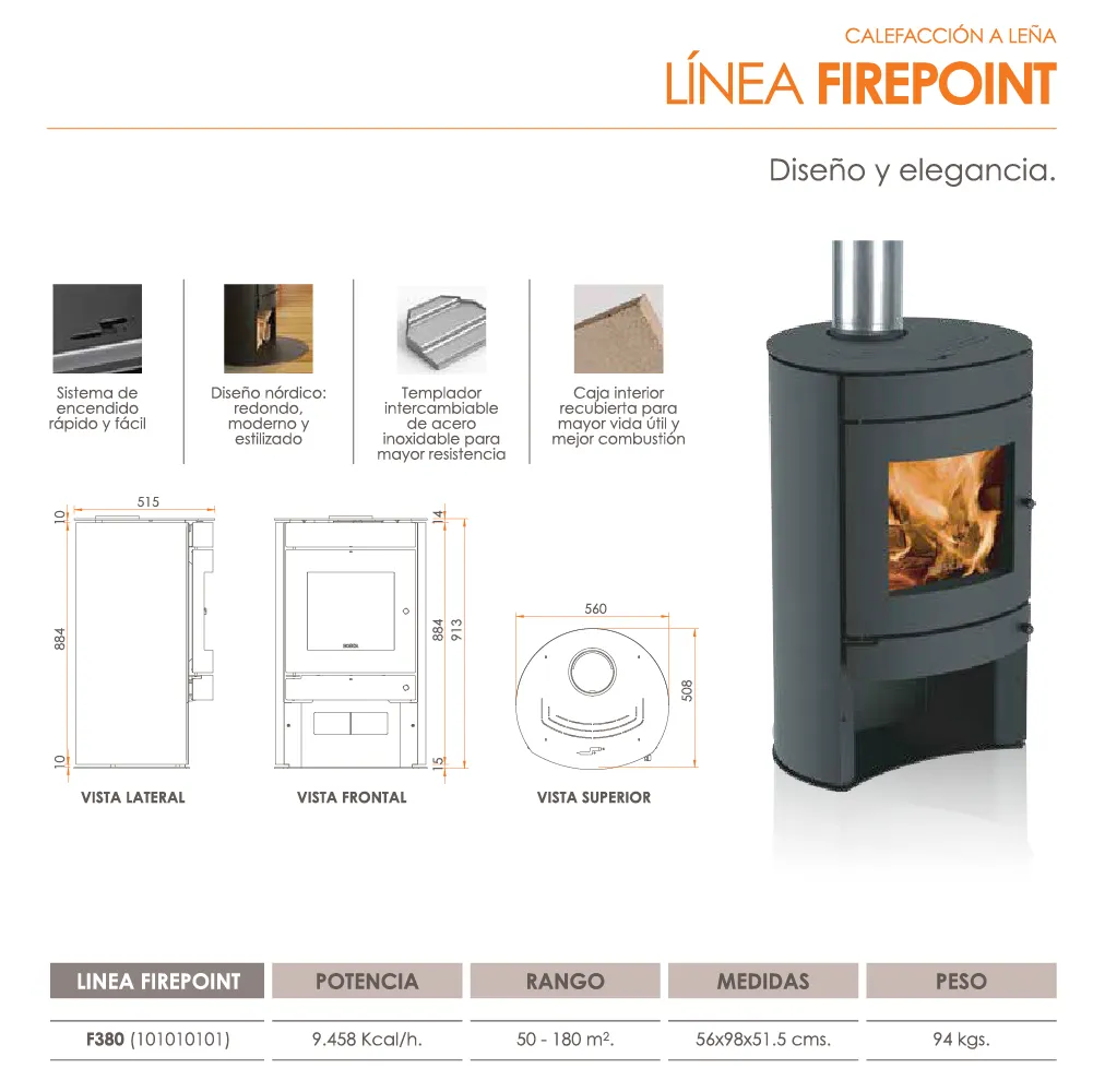 Calefactor a leña Firepoint 380 - Imagen 4